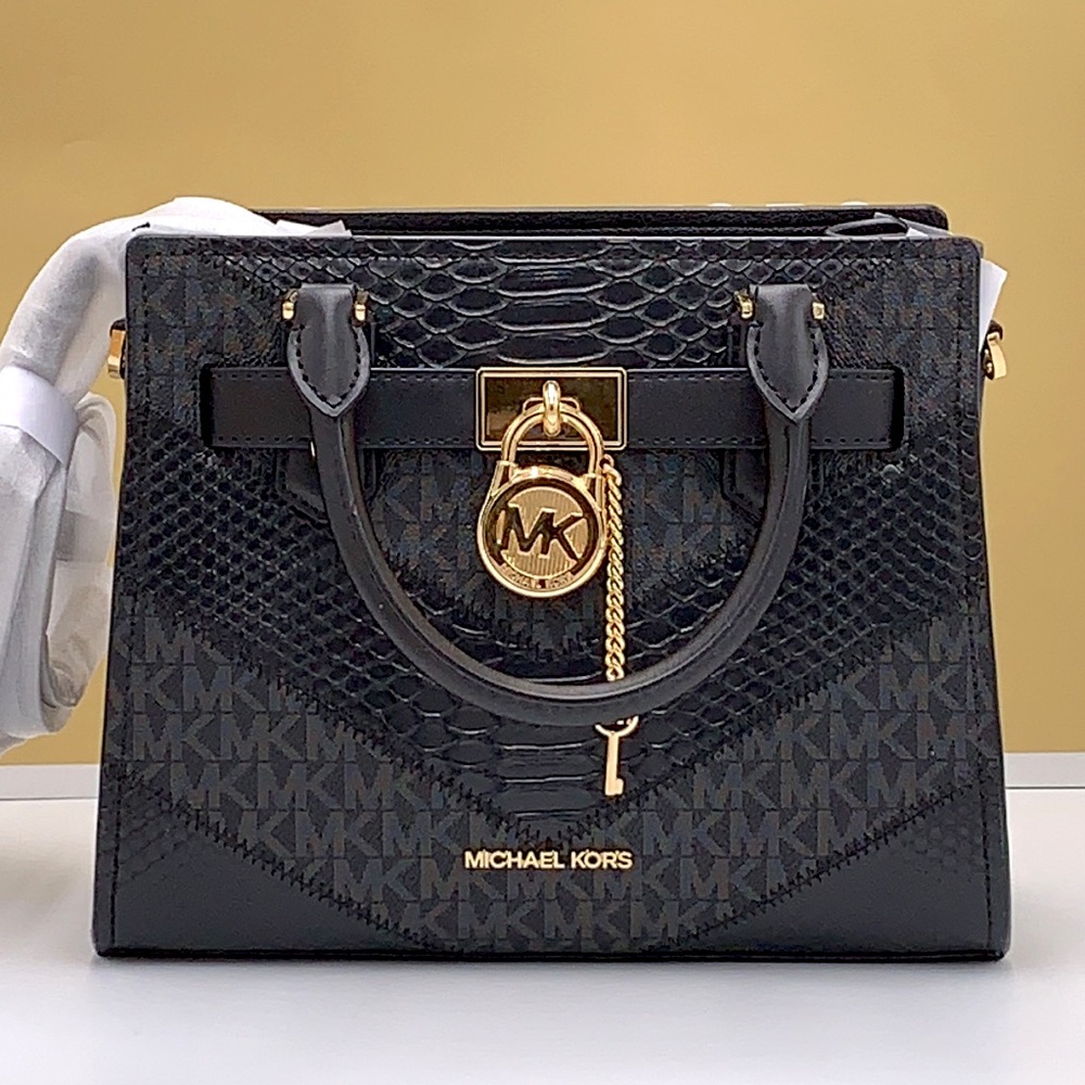 Michael Kors Hamilton Small Satchel Shoulder Crossbody Bag Black Multi N… - Picture 5 of 15